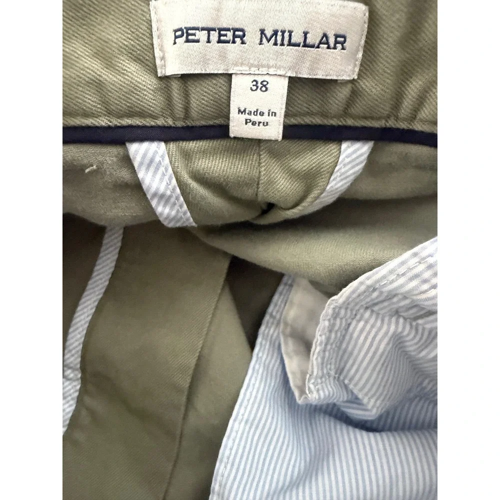 Peter Millar Mens 38 Sage Green Pima Cotton‎ Stretch Chino Shorts 8 Inch Inseam